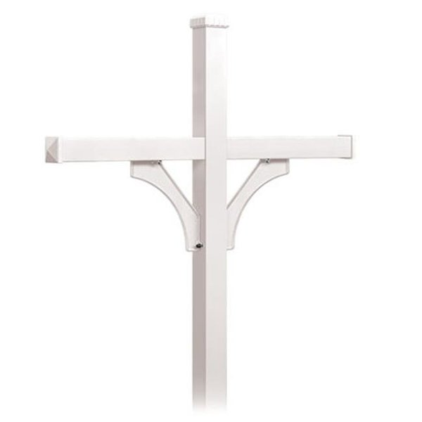 Salsbury Industries Salsbury Industries 4874WHT Deluxe Mailbox Post 2 Sided for 4 Mailboxes In-Ground Mounted - White 4874WHT